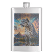 Sneeuw Leopard Wildfire Sunrise reflectie Flacon (Voorkant)