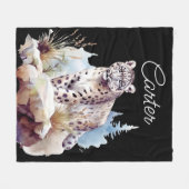 Sneeuw Leopard Winter Berg gepersonaliseerd Fleece Deken (Voorkant (Horizontaal))