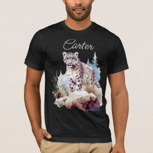 Sneeuw Leopard Winter Berg gepersonaliseerd T-shirt