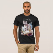 Sneeuw Leopard Winter Berg gepersonaliseerd T-shirt (Voorkant volledig)