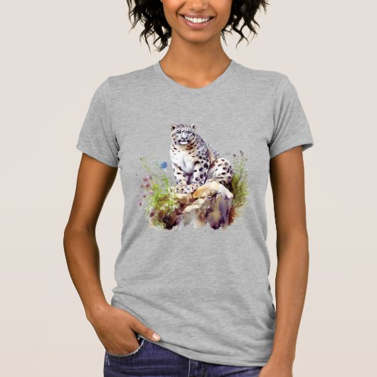 Sneeuw Leopard Winter Berg Grote Kat Wildlife T-shirt (Voorkant)