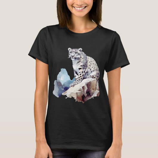 Sneeuw Leopard Winter Berg Grote Kat Wildlife T-shirt (Voorkant)