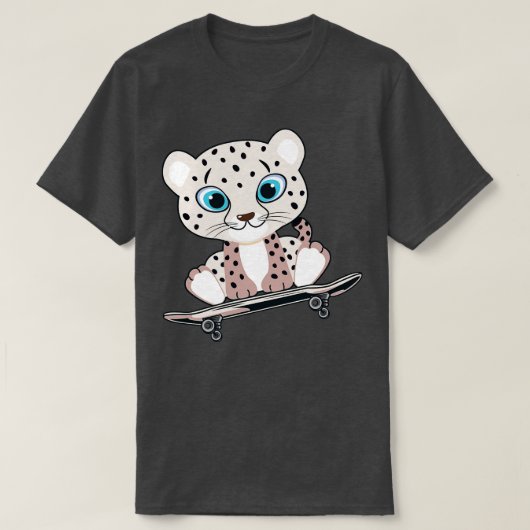 Sneeuw luipaard schaatsen t-shirt (Design voorkant)