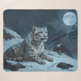 Sneeuw Luipaard & Volle Maan Sherpa Deken