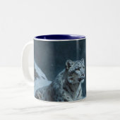 Sneeuw Luipaard & Volle Maan Tweekleurige Koffiemok (Voorkant links)