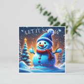 Sneeuw Man: Gepersonaliseerde Retro Kerst Kaart (Staand voorkant)