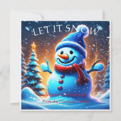 Sneeuw Man: Gepersonaliseerde Retro Kerst Kaart (Voorkant)