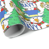 Sneeuw Man, Navy, Cadeaupapier (Rol Hoek)