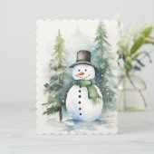 Sneeuw Man viert kerst Kaart (Staand voorkant)