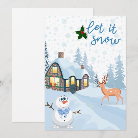 Sneeuw mannen feestdagenkaart (Voorkant / Achterkant)