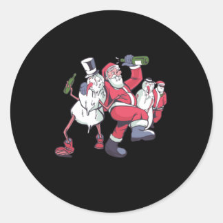 Sneeuw mannen Santa drink Ronde Sticker