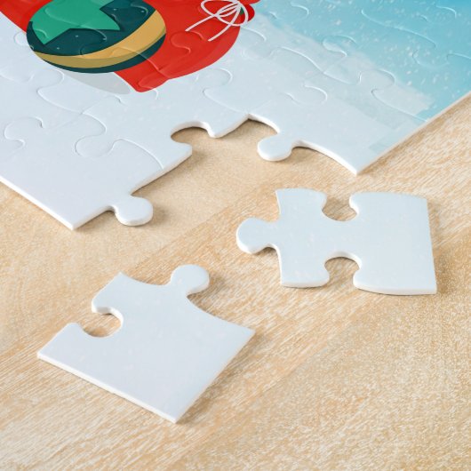 Sneeuw met kerstcadeautjes legpuzzel (Zijkant)