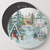 Sneeuw met meisje en sneeuwman ronde button 6,0 cm (Voorkant /achterkant)