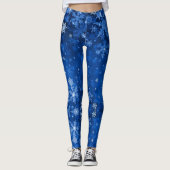 Sneeuw Midnight Blue Sky Sneeuwvlokken Leggings (Voorkant)