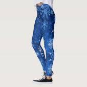 Sneeuw Midnight Blue Sky Sneeuwvlokken Leggings (Links)