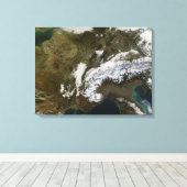 sneeuw, mist en lage wolken in western Europa Canvas Afdruk (Insitu (Houten vloer))