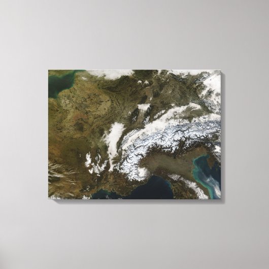 sneeuw, mist en lage wolken in western Europa Canvas Afdruk (Voorkant)