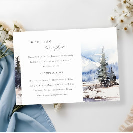 Sneeuw Mountain Ski Landschap Wedding Receptie Informatiekaartje