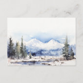 Sneeuw Mountain Ski Landschap Wedding Receptie Informatiekaartje (Achterkant)