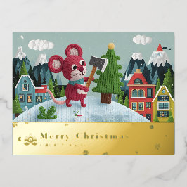 Sneeuw Muis Folie Vakantie Postkaart B Folie Feestdagen Briefkaart