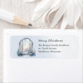 Sneeuw Nordic Winter Scene Waterverf Scandinavisch Etiket (Insitu)