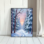 Sneeuw Ontsnapping | Winter Bos Aquarel Schilderij Poster
