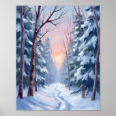 Sneeuw Ontsnapping | Winter Bos Aquarel Schilderij Poster (Voorkant)