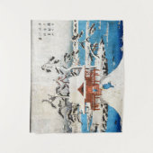 Sneeuw op Benzaiten Shrine in Inokashira Pond ukiy Wandkleed (Voorkant)