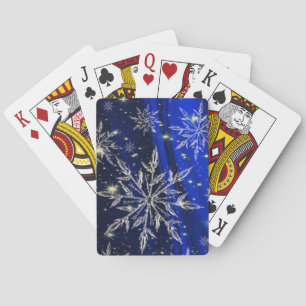 Sneeuw op blauwe achtergrond pokerkaarten