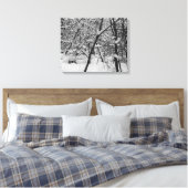 Sneeuw op bomen zwart-wit foto op doek canvas afdruk (Insitu (Slaapkamer))