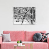 Sneeuw op bomen zwart-wit foto op doek canvas afdruk (Insitu (Woonkamer))