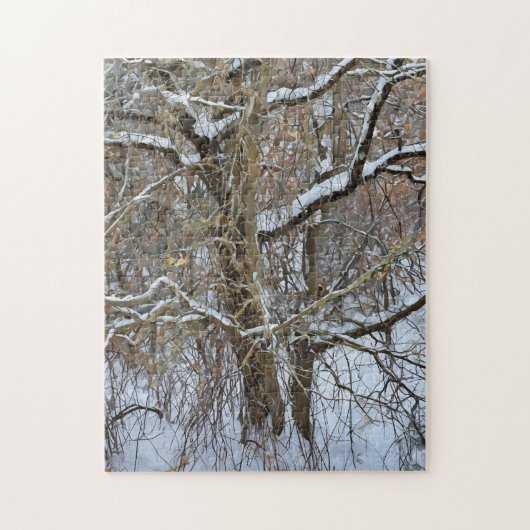 Sneeuw op boom Winter Art Natuur Puzzel Legpuzzel (Verticaal)