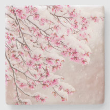 Sneeuw op Cherry Blossom 4 x 4 inch Onderzetter ka