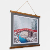 Sneeuw op de heilige brug bij Nikkô, Hasui Hangend Wandkleed (Gebogen)
