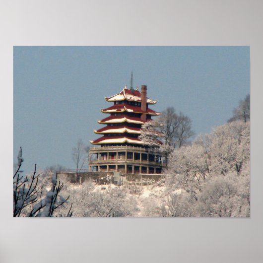 Sneeuw op de Pagoda Poster (Voorkant)