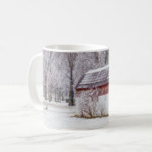 sneeuw op de rode muur koffiemok (Voorkant links)