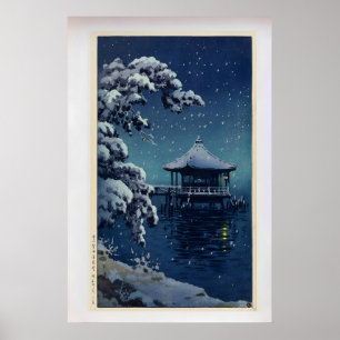 Sneeuw op de Ukimido in Katada door Tsuchiya Koits Poster