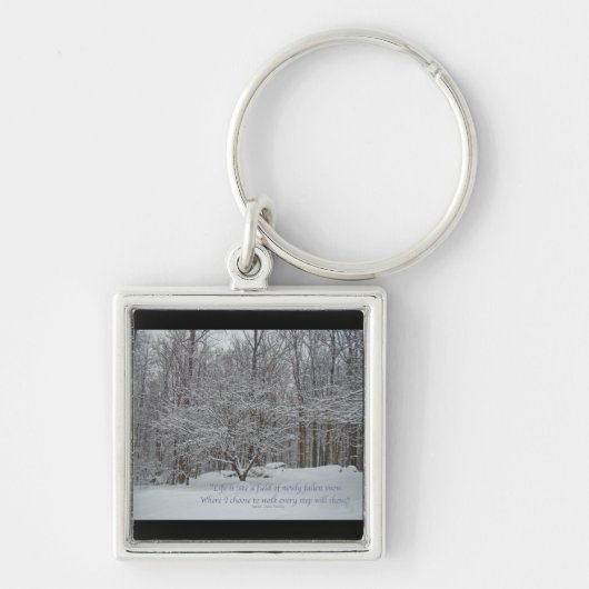 Sneeuw op Dogwood Tree Quote Denis Waitley Sleutelhanger (Voorkant)