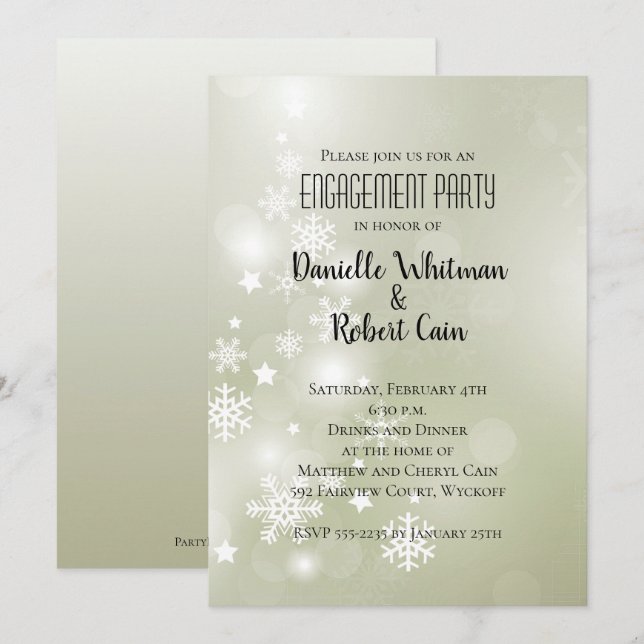 Sneeuw op Elegante Abstracte Waterverf Sage (Voorkant / Achterkant)