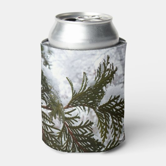 Sneeuw op Evergreen Branches Blikjeskoeler (Blikje Voorkant)