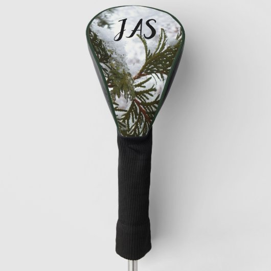 Sneeuw op Evergreen Branches Golfheadcover (Voorkant)