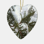 Sneeuw op Evergreen Branches Keramisch Ornament (Links)