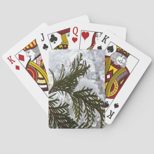 Sneeuw op Evergreen Branches Pokerkaarten (Achterkant)