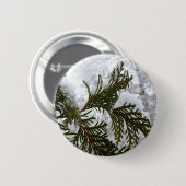 Sneeuw op Evergreen Branches Ronde Button 5,7 Cm (Voorkant /achterkant)