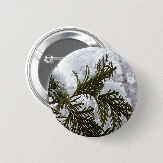 Sneeuw op Evergreen Branches Ronde Button 5,7 Cm (Voorkant /achterkant)