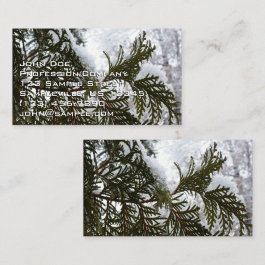 Sneeuw op Evergreen Branches Visitekaartje (Voorkant / Achterkant)