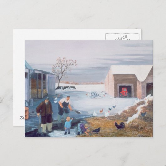 Sneeuw op het Boerderij Briefkaart (Voorkant / Achterkant)