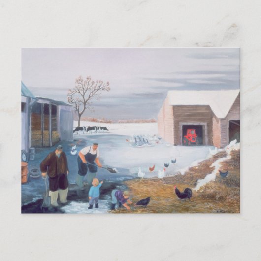 Sneeuw op het Boerderij Briefkaart (Voorkant)