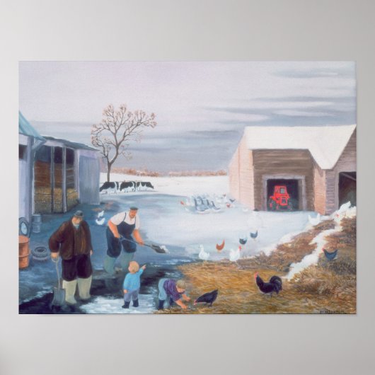 Sneeuw op het Boerderij Poster (Voorkant)