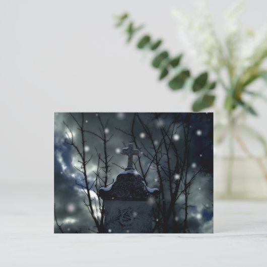 Sneeuw op het kerkhof postkaart (Staand voorkant)